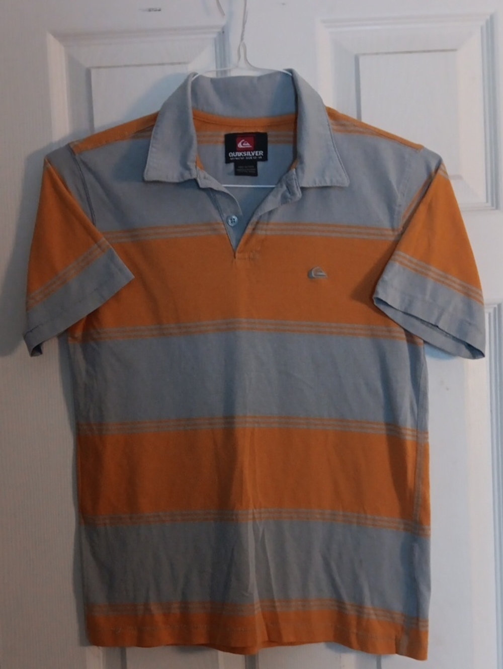 Quiksilver Boys Orange and Light Blue Striped Polo Shirt